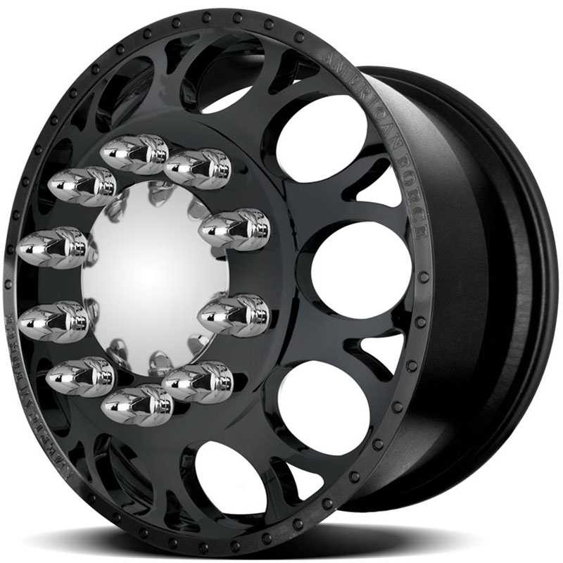 19x6.75 American Force Dually Wheels MAGNUM Black Flat-Solid HPO