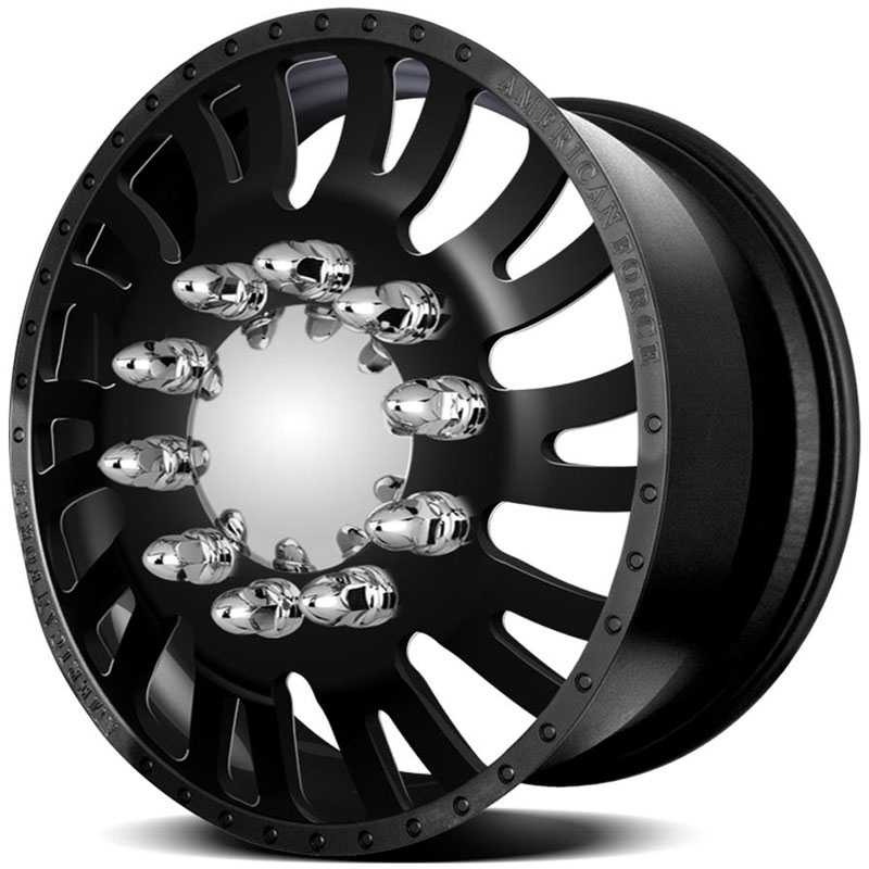 22x8.25 American Force Dually Wheels OCTANE Black Flat-Solid HPO