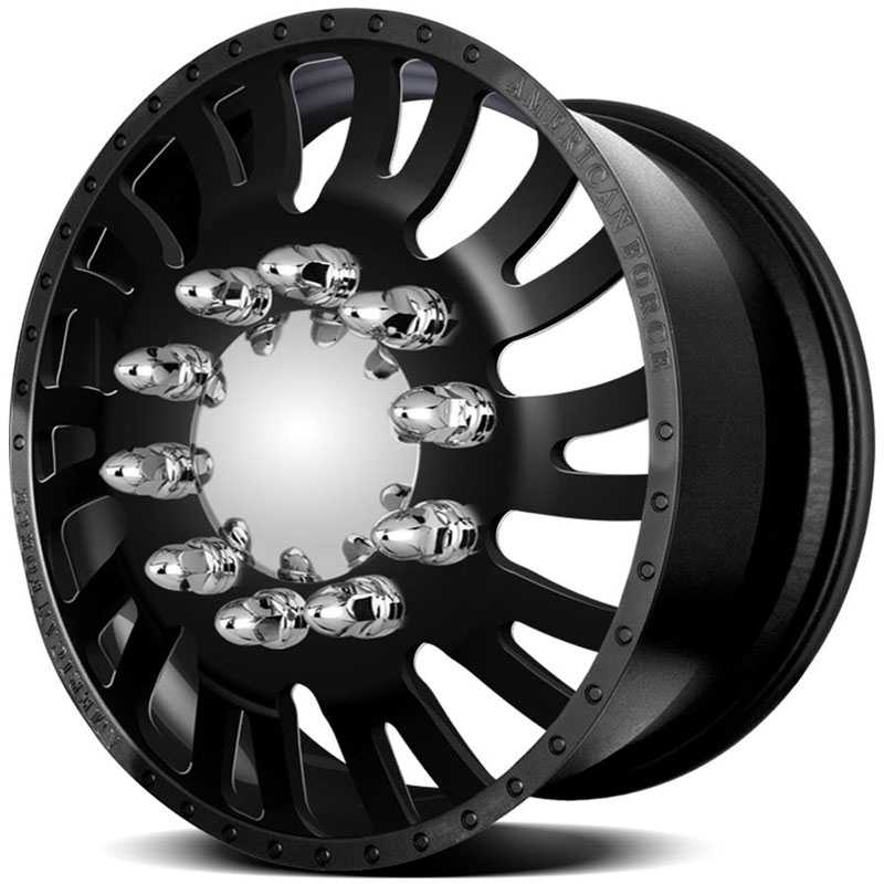 22.5x8.25 American Force Dually Wheels OCTANE Black Textured-Solid HPO