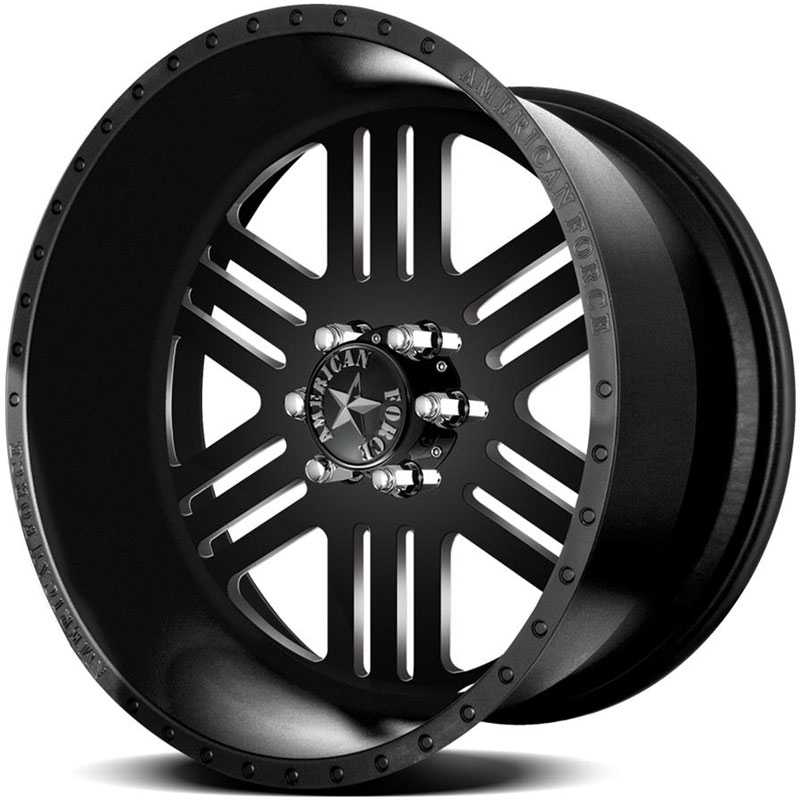 22x12 American Force Wheels RUSH SS6 Black Flat-Machined Windows REV