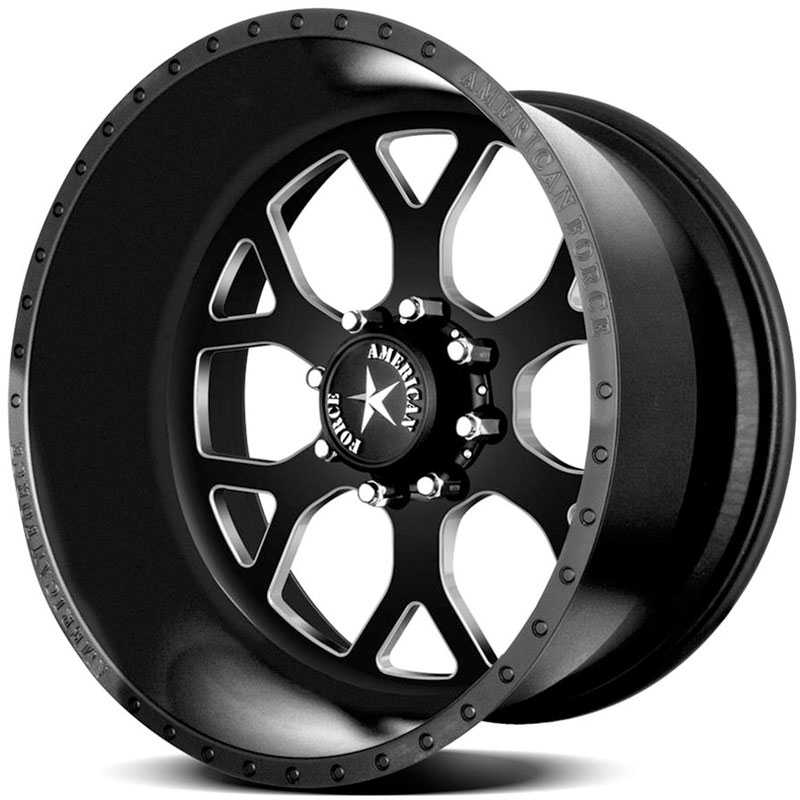 22x11 American Force Wheels SHIELD SS8 Black Flat-Machined Windows RWD