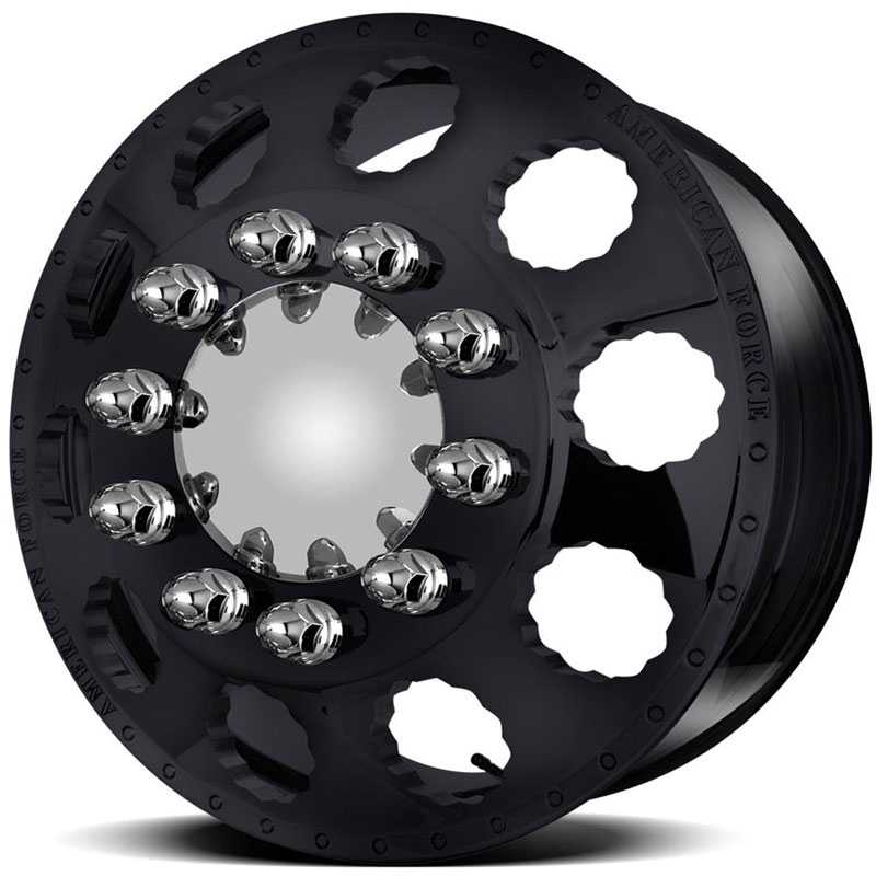26x8.25 American Force Dually Wheels SNAP Black Flat-Machined Windows HPO