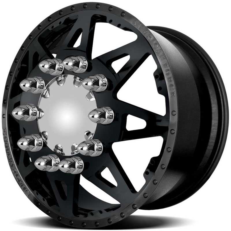 24x8.25 American Force Dually Wheels STARS Black Textured-Solid HPO