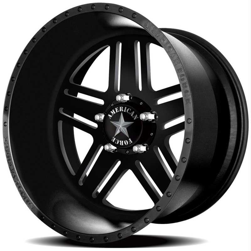 24x14 American Force Wheels TITAN SS5 Black Flat-Machined Windows REV