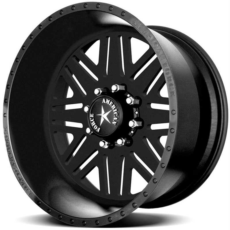 22x14 American Force Wheels TITAN SS8 Black Flat-Solid REV