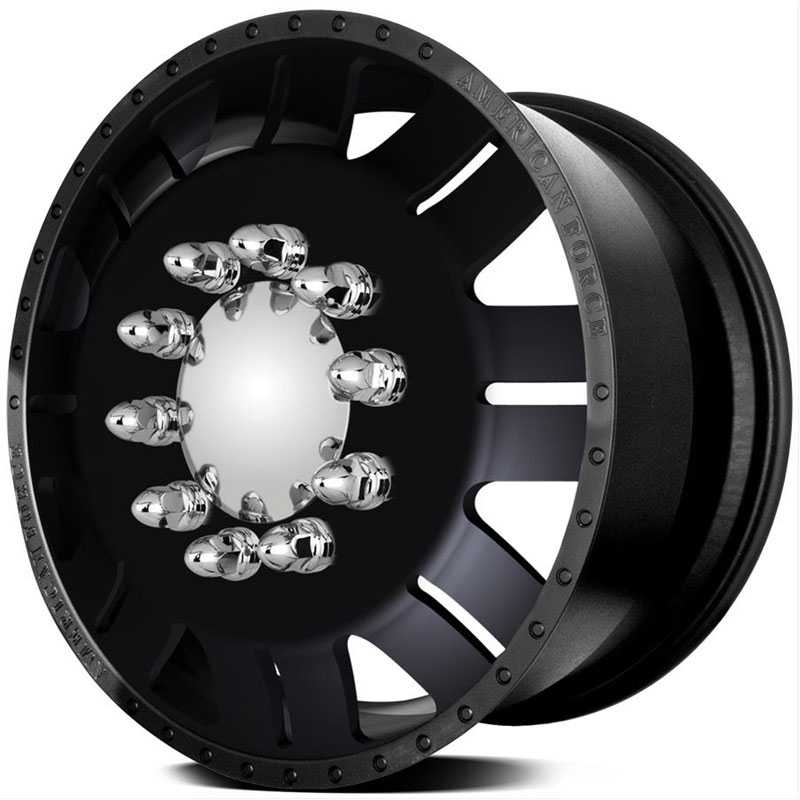 22.5x8.25 American Force Dually Wheels TRIGGER Black Flat-Solid HPO