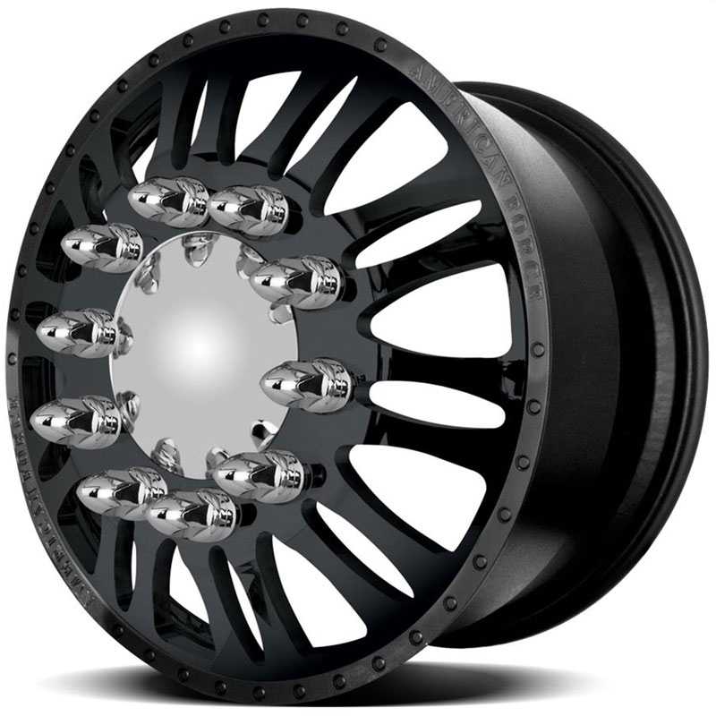 22.5x8.25 American Force Dually Wheels UNION Black Flat-Solid HPO