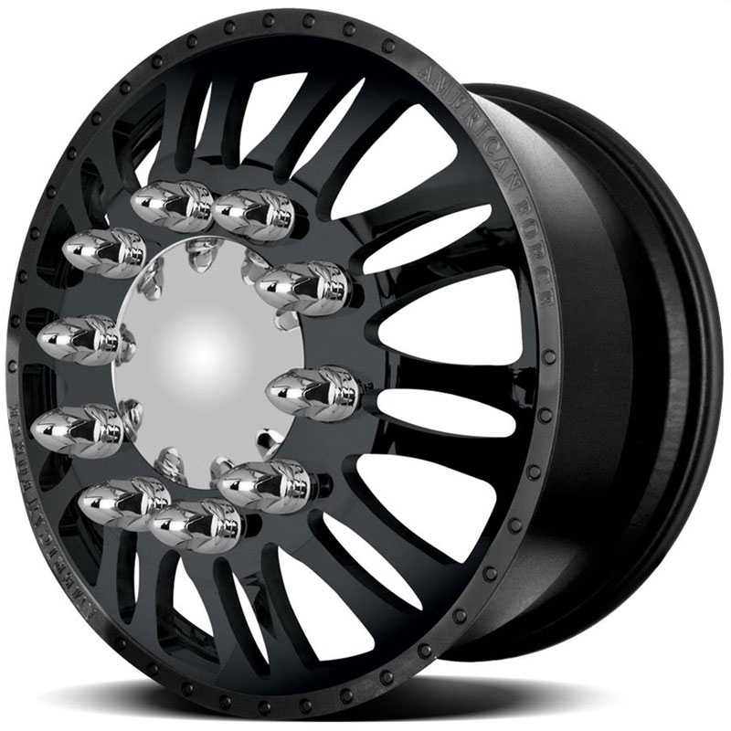 24.5x8.25 American Force Dually Wheels UNION Black Textured-Solid HPO