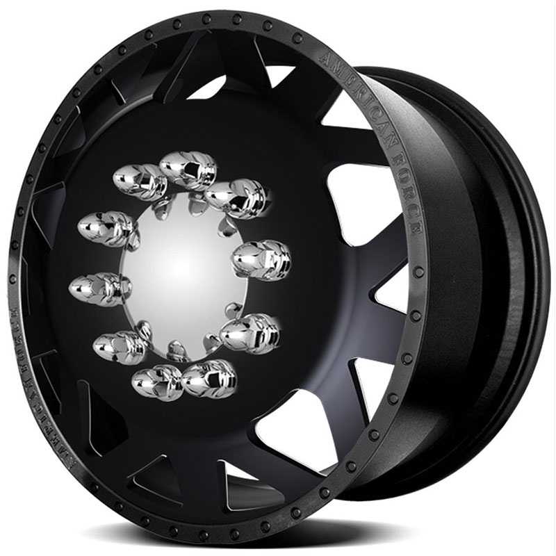 24x8.25 American Force Dually Wheels WEAPON Black Flat-Solid HPO