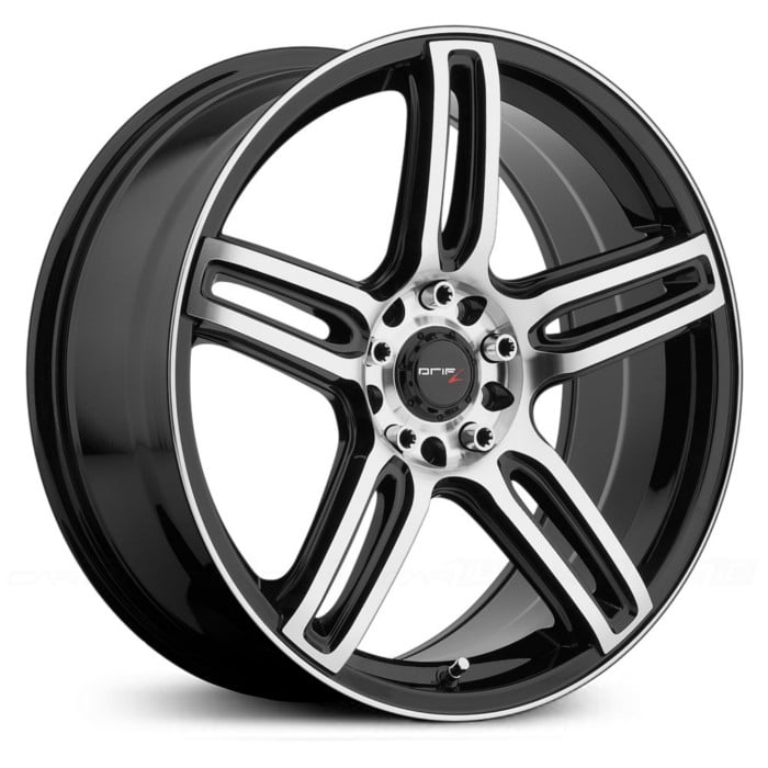 17X7.5 Drifz 307MB Tech R Mirror Machined Face & Lip Edge w/ Gloss Black Accents HPO