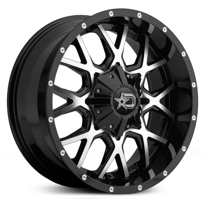 20X9 Dropstar 645MB Gloss Black w/ Mirror Machined Face & Chrome D-Star Cap RWD