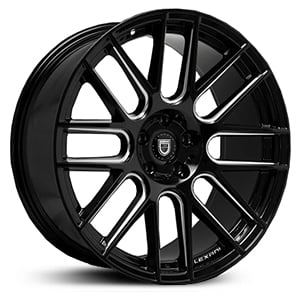 20X8.5 Lexani CSS-8 Gloss Black/CNC Milled Accents MID
