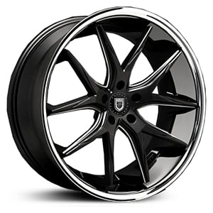 20X8.5 Lexani R-12 Gloss Black/CNC Milled Accents w/ SS Lip RWD