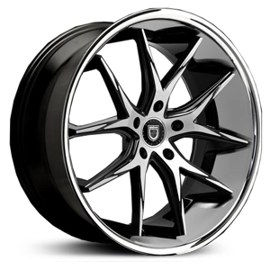 22X10 Lexani R-12 Gloss Black Machined w/ SS Lip RWD