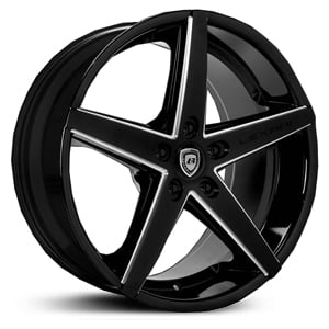 20X8.5 Lexani R-4 Gloss Black/CNC Milled Accents MID