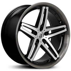 22X9.0 Lexani R-5 Gloss Black Machined w/ Tinted Lip HPO