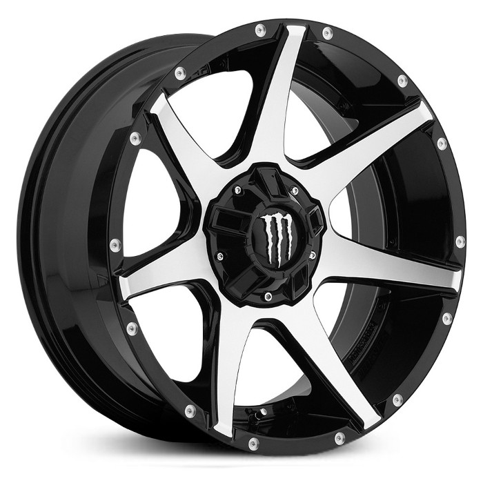 20X9 Monster Energy 647MB Gloss Black w/ Mirror Machined Face & Chrome Cap REV