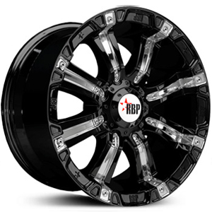 18X10 RBP 94-R Glossy Black W/Chrome Inserts REV
