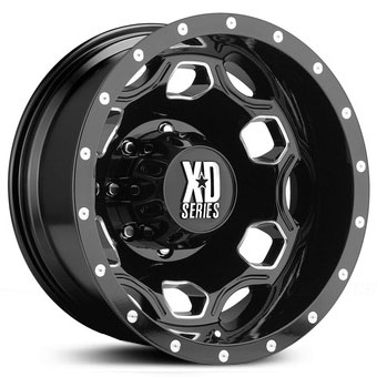 17x6 KMC XD Series XD815 Battalion Dually (Rear) Gloss Black Milled Accents REV