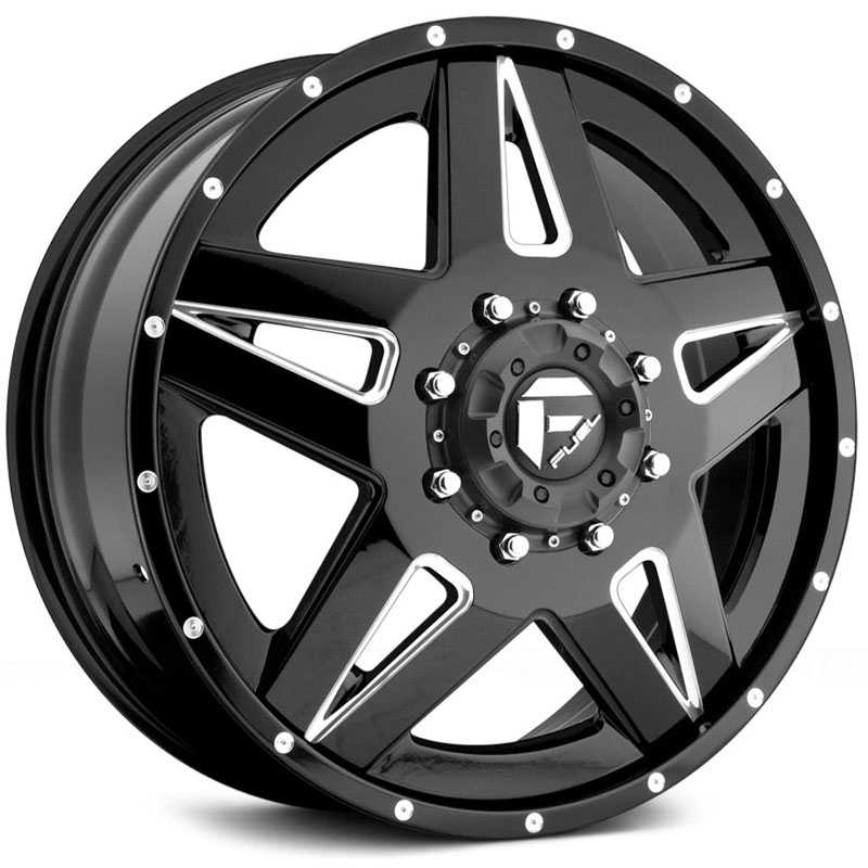 22x8.25 Fuel Offroad D254 Full Blown Dually Black Milled HPO