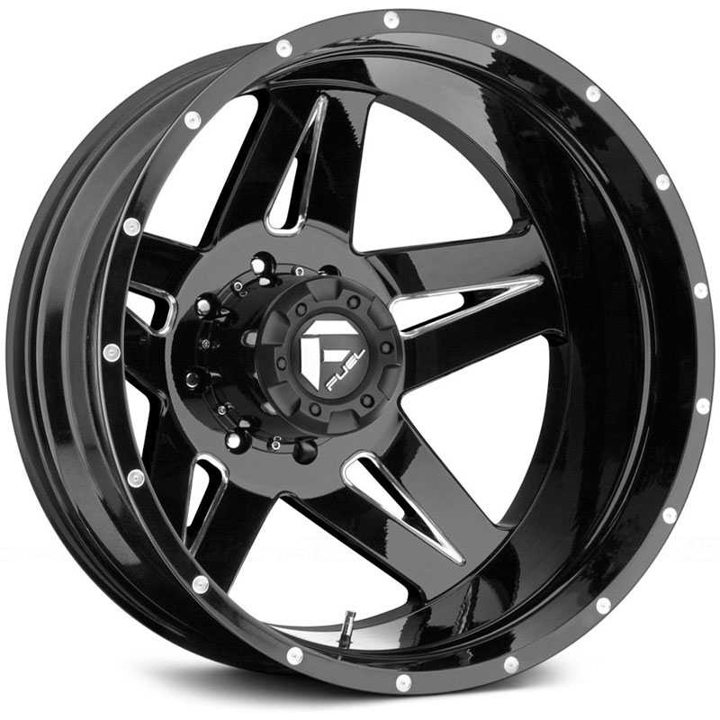 22x8.25 Fuel Offroad D254 Full Blown Dually Black Milled REV