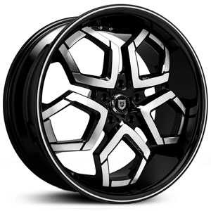 22x9.0 Lexani Hydra Machined Black Exposed Lug MID