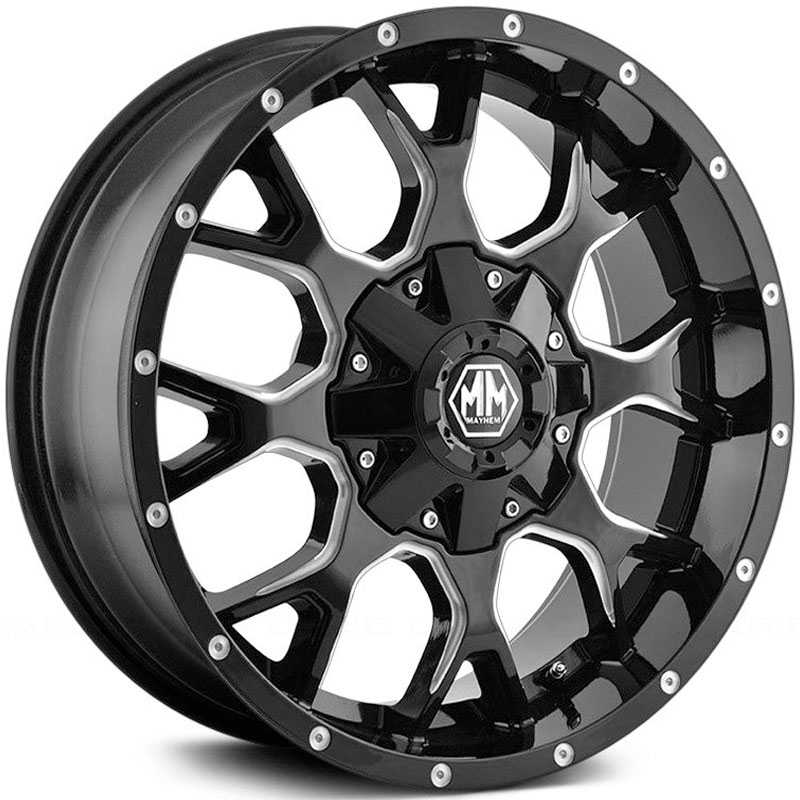 20x9 Mayhem Warrior 8015 Black / Milled Spokes MID