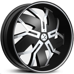 22x8.5 RockStarr 965 Floyd Black w/ Chrome Inserts HPO