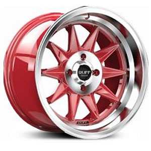 15x8.5 Ruff Racing R358 Candy Red w/ Machined Center MID