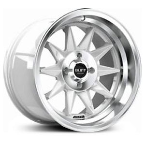 15x8.5 Ruff Racing R358 Gloss White w/ Machined Center MID