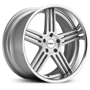 18X10.5 TSW Nouvelle Silver w/ Brushed Face & Chrome Stainless Lip MID