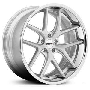 18X10.5 TSW Portier Silver w/ Brushed Face & Chrome  Lip MID