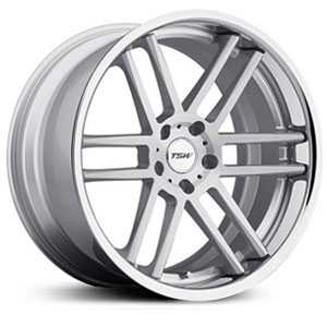 18X9.5 TSW Rouen Silver w/ Brushed Face & Chrome  Stainless Lip HPO