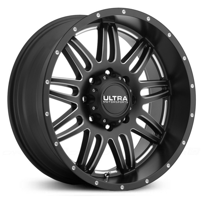18X9 Ultra 188BM Soldier Satin Black w/ Milled Accents & Spot Milled Dimples & Satin Clear-Coat MID