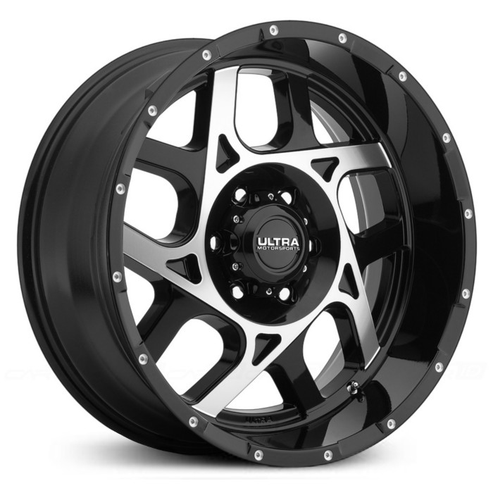 17X9 Ultra 250U Colossus Gloss Black w/ Diamond Cut Face & Spot Milled Dimples & Clear-Coat MID