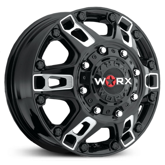 17X6.5 Worx 803BM Beast Dually Gloss Black w/ Milling & Clear Coat HPO