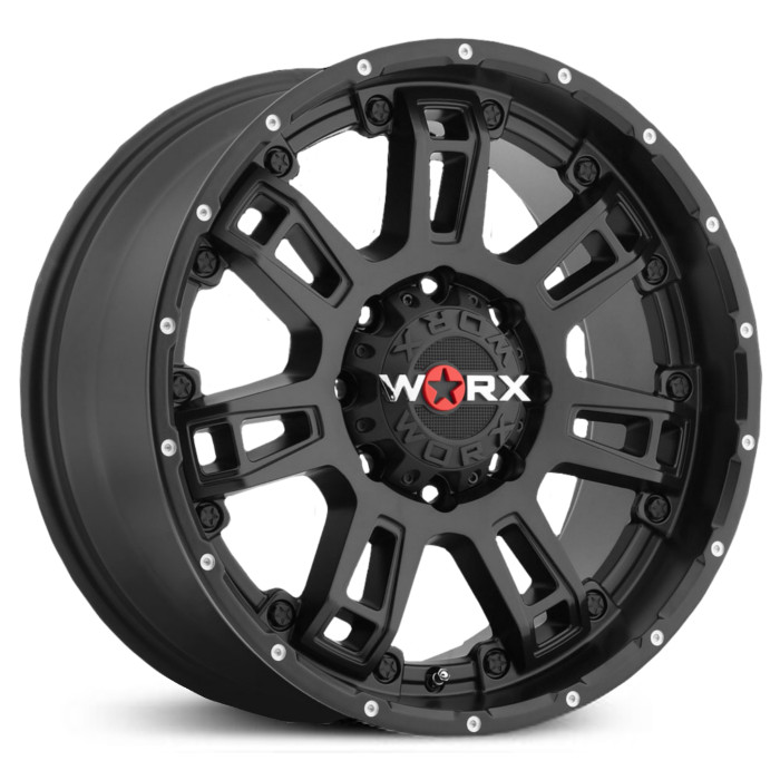 18X9 Worx 808SB Beast II Satin Black w/ Spot Milled Dimples & Satin Clear-Coat REV