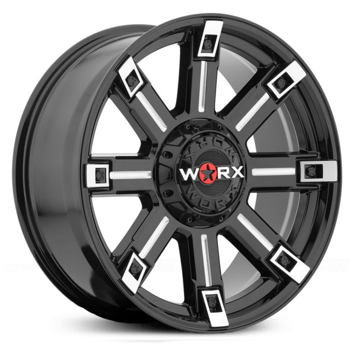 20X9 Worx 806BM Triton Gloss Black w/ Milling & Clear Coat MID