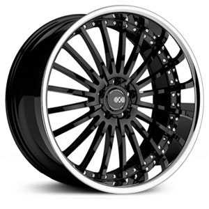 22x9 XO Wheels New York Gloss Black & SS Lip HPO
