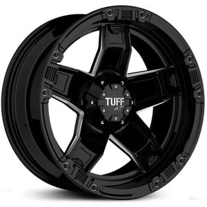 22x9.5 Tuff T-10 Gloss Black w/ Milled Spokes RWD