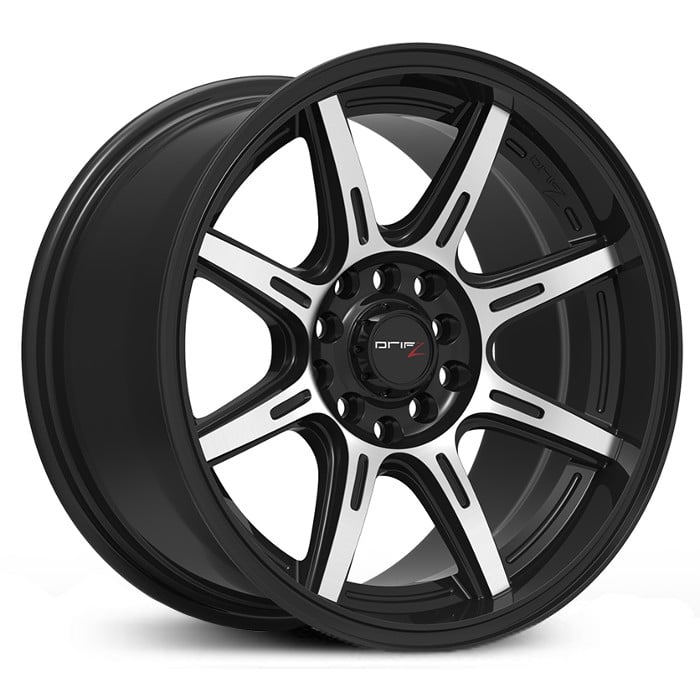 16X8 Drifz 308MB Spec-R Gloss Black with Mirror Machined Accents MID