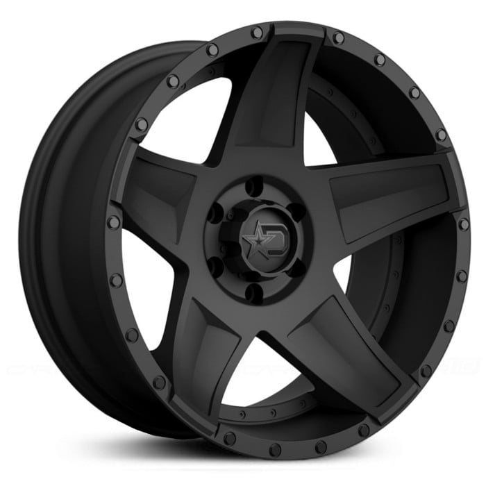 20x9 Dropstars 648BB Satin Black With Gloss Black Lip-Edge Bolts and Gloss Black D-Star Logo MID