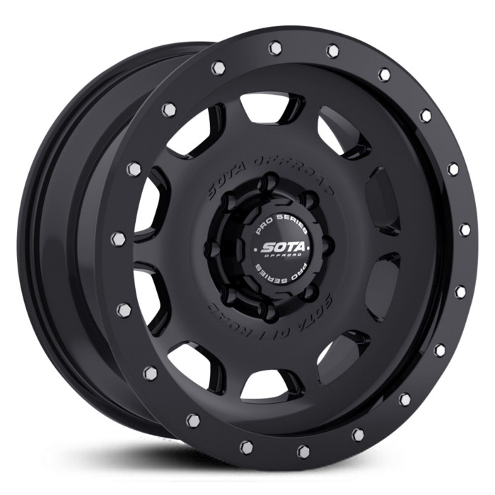 20x9 SOTA Offroad DRT 321SB Stealth Black - Satin Black with Aluminum Lip Bolts RWD