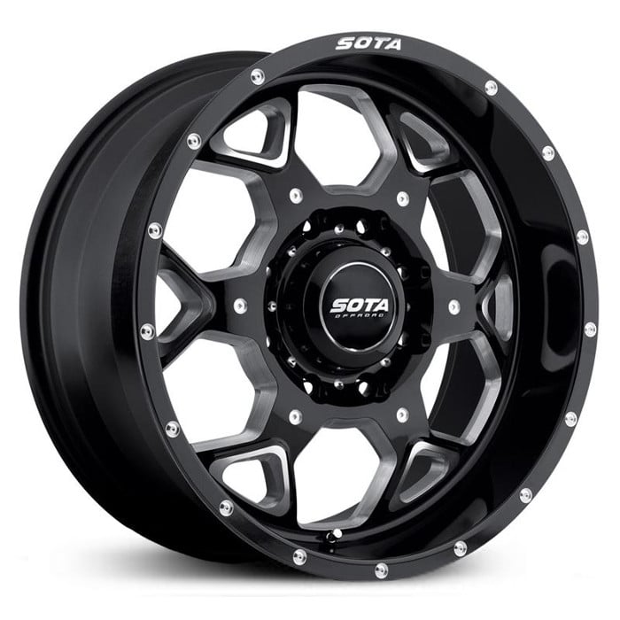 22x10.5 SOTA Offroad S.K.U.L. 560DM Death Metal Black - Gloss Black with Full CNC Milling REV