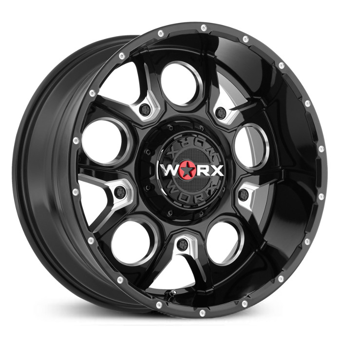 20x9 Worx Alloy Rebel 809BM Gloss Black with Milled Accents and Clear-Coat MID