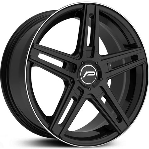 17x7.5 Pacer 788B Tradition Gloss Black w/ Mirror Machined Lip Edge HPO