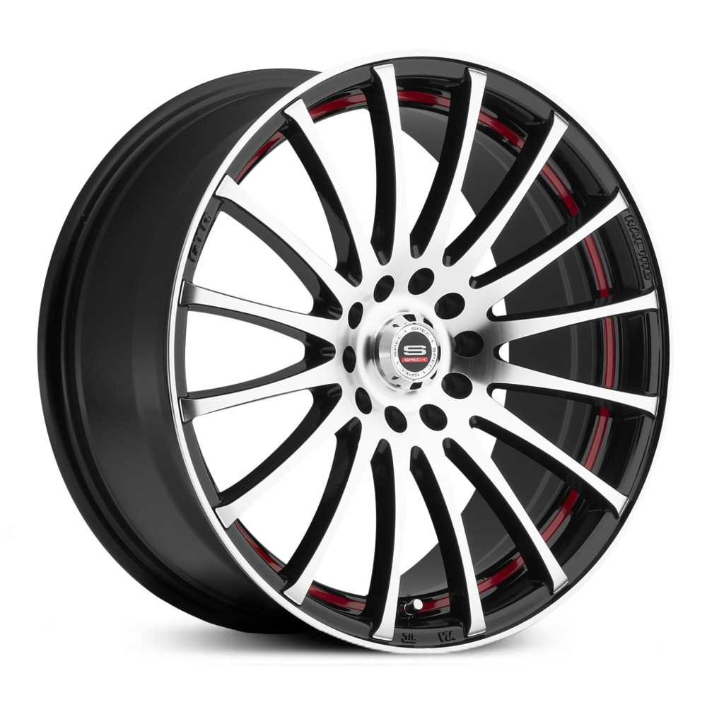 Spec-1 SP-12  Wheels Gloss Black Machined Red Line