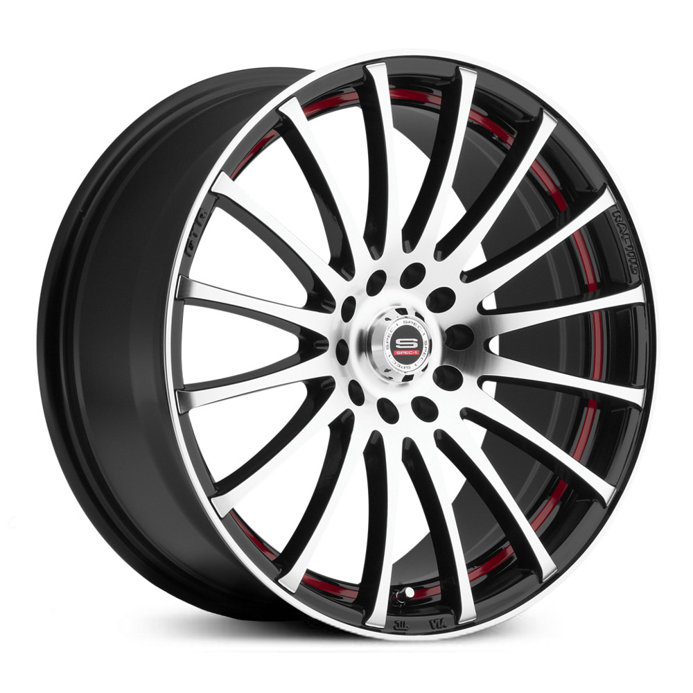 18x8 Spec-1 SP-12 Gloss Black Machined Red Line HPO