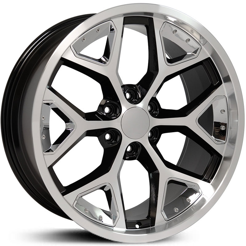 Chevy Silverado 1500 (CV98) Deep Dish Black Machined Face w/ Chrome Inserts