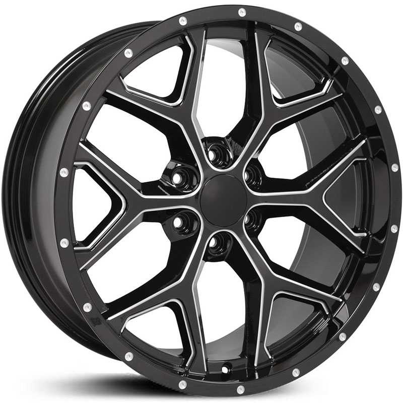 Chevy Silverado 1500 (CV98) Deep Dish  Wheels Black w/ Milled Edges